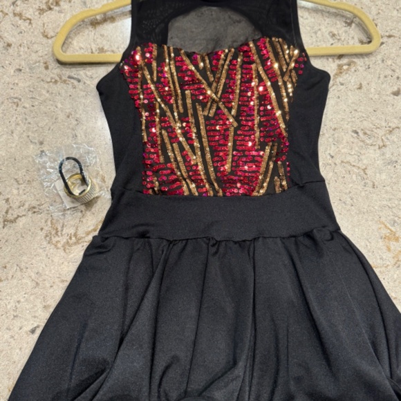 Weissman Check Me Out 12481 Black with red sequins Dance Costume MC - Picture 5 of 8